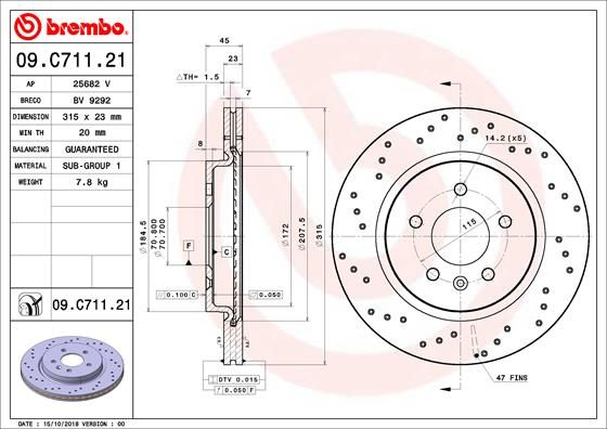 Диск тормозной | зад | - Brembo 09.C711.21
