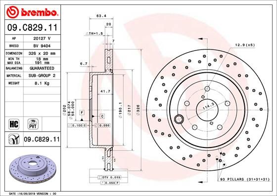 Диск тормозной UV Coated | зад | - Brembo 09.C829.11