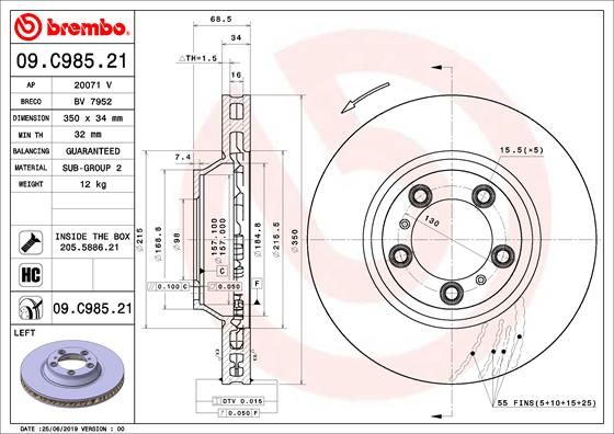 Диск тормозной UV Coated | перед | - Brembo 09.C985.21