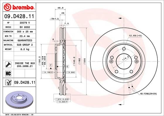 Диск тормозной UV Coated | перед/зад | - Brembo 09.D428.11