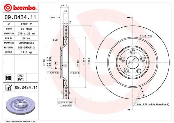 Диск тормозной UV Coated | зад | - Brembo 09.D434.11