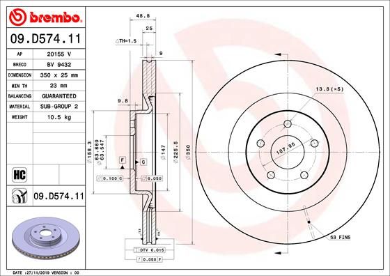 Диск тормозной | перед | - Brembo 09.D574.11