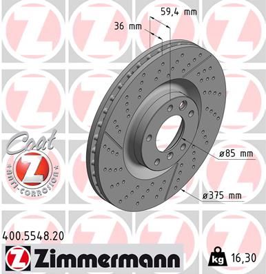 Диск тормозной mercedes Coat z - Zimmermann 400554820