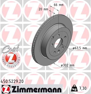 Диск торм lrov freelander (l359) 06-14 ЗАД вент 302x20 (ЦО 63,5) - Zimmermann 450.5229.20