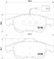 Колодки тормозные дисковые - Japanparts PA-0243AF
