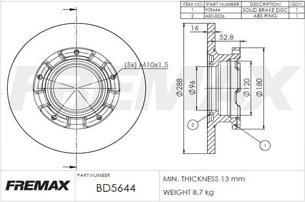 Premium Black High Carbon + | зад | - FREMAX BD-5644-KT