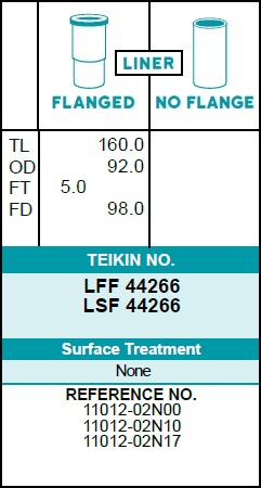 Гильза  nissan td23  11012-02n00/11012-02n10/11002-02n17/44266  LFF   ! - Teikin LFF44266