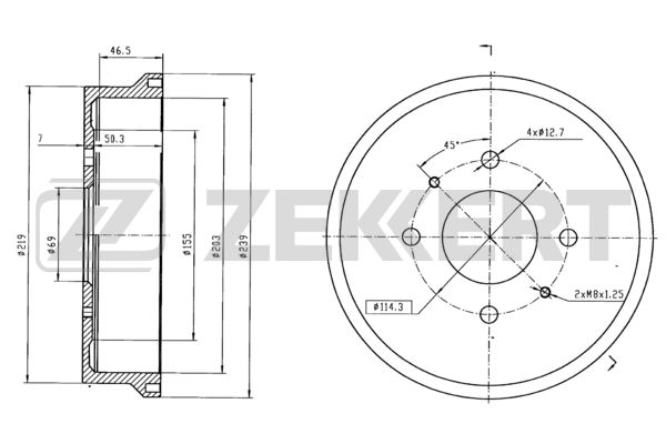 Барабан торм задн mitsubishi colt vi 04- smart forfour 454 04- Zekkert BS-6036 Смарт Митсубиси 3683₽