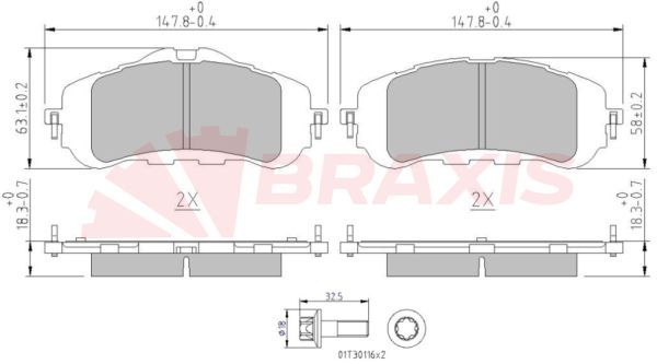 Колодки тормозные дисковые передние, комплект - BRAXIS AA0623