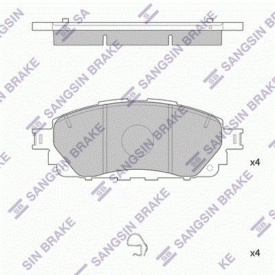 колодки дисковые передние!\ Toyota Hilux Vlll 2.7 15> - Sangsin SP4264