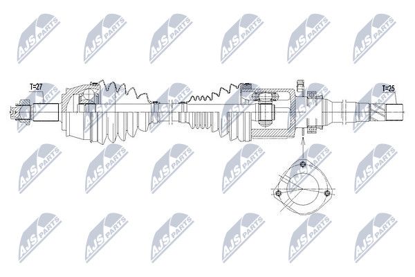 Полуось jeep compass 1.4t 17- /front,right,atm/ | перед прав | - NTY NPW-CH-040