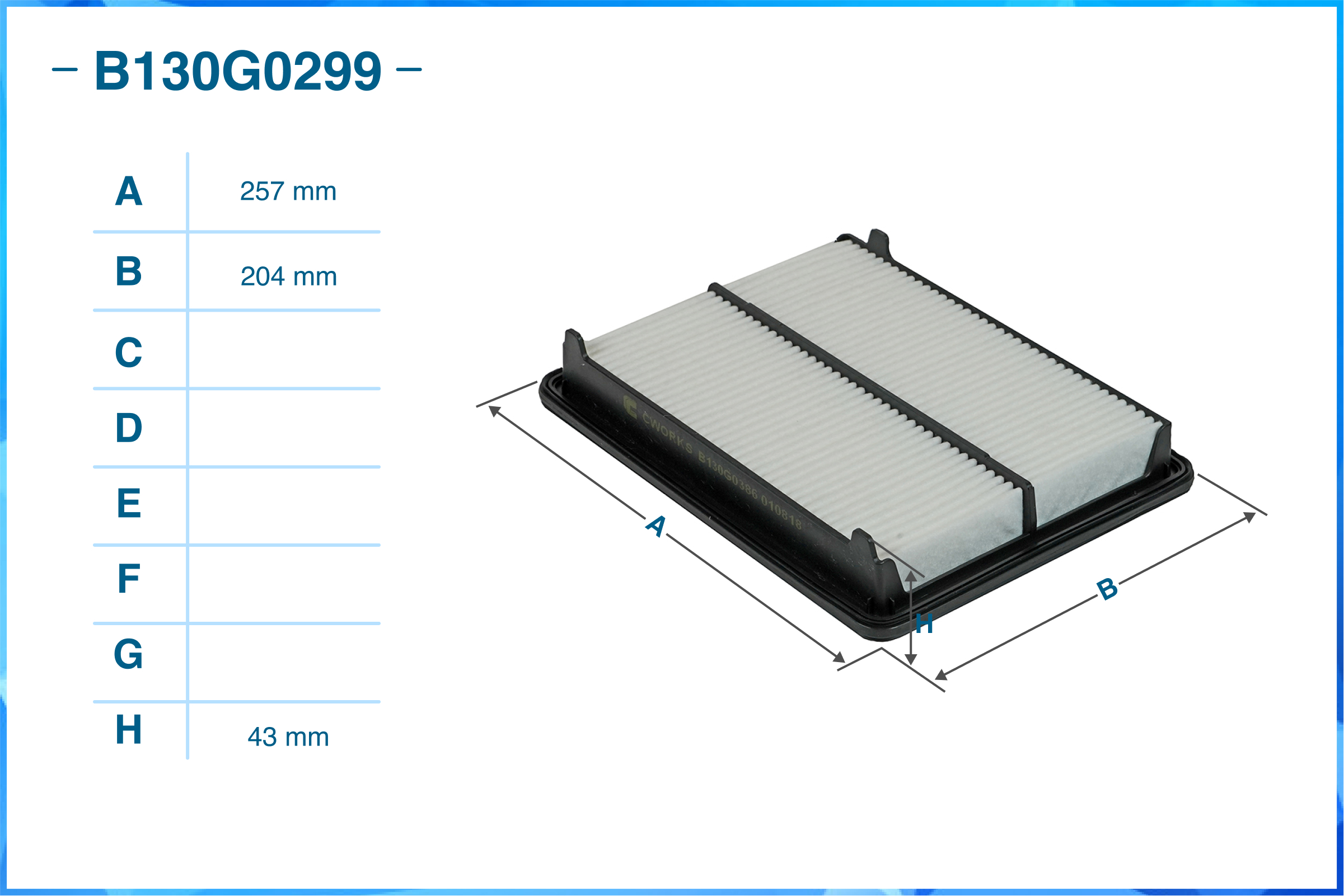 R g 130. Фильтр салона CWORKS b150g0130.