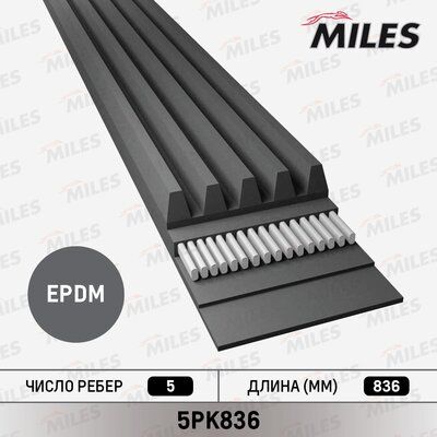 Ремень приводной поликлиновой - Miles 5PK836