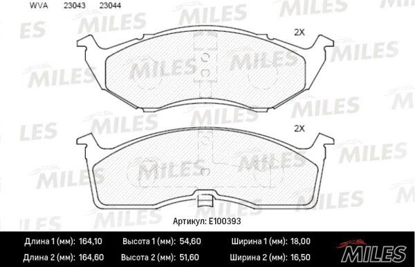 Колодки тормозные chrysler 300m/voyager/dodge caravan передние - Miles E100393