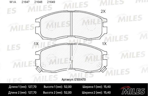 Колодки тормозные mitsubishi galant/lancer 1.8-2.0 88-00 передние - Miles E100470
