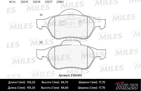 Колодки тормозные renault laguna II передние - Miles E100493