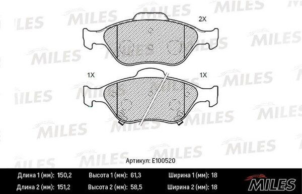 Колодки тормозные toyota yaris 1.0-1.4 06- передние - Miles E100520