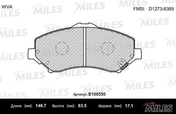 Колодки тормозные chrysler voyager/jeep cherokee/wrangler 07- передние - Miles E100550