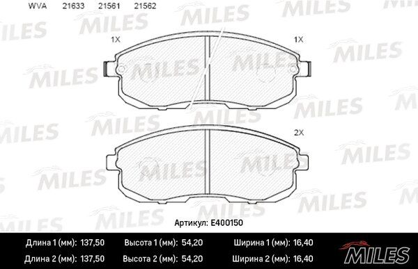 Колодки тормозные nissan juke/maxima/teana/tiida/suzuki SX4 перед. с инд.износа - Miles E400150