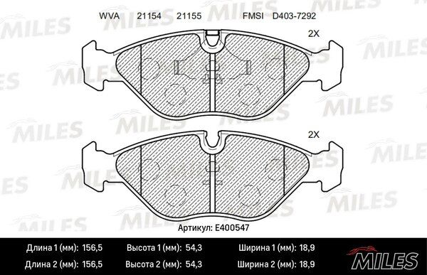 Колодки тормозные saab 900/9000 2.0-3.0 89-98 передние - Miles E400547