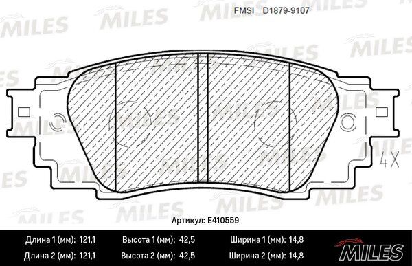 Колодки тормозные дисковые - Miles E410559