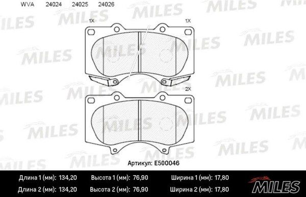 Колодки тормозные toyota LC 120 4.0/3.0d/mitsubishi pajero 06> передние Ceramic - Miles E500046