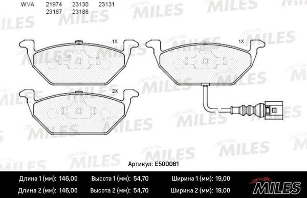 Колодки тормозные audi A3 >03/vw g4/g5/skoda octavia 1.4/1.6/1.9d передние Ceramic - Miles E500061