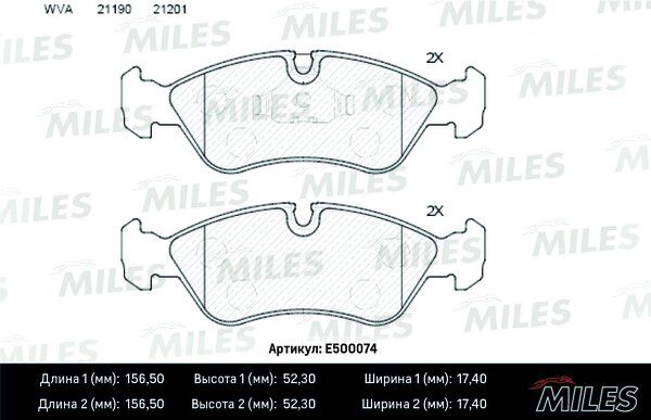 Колодки тормозные opel vectra a/b/daewoo espero 91-99 передние Ceramic - Miles E500074
