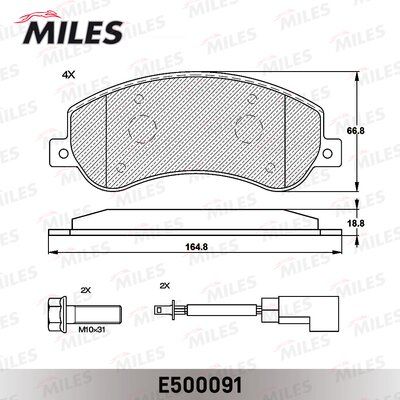 Колодки тормозные ford transit 06- 330/350-Series передние с датчиком Ceramic - Miles E500091