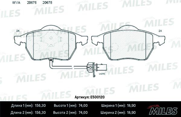 Колодки тормозные а100 91>94/а6 95>97 передние Ceramic - Miles E500120