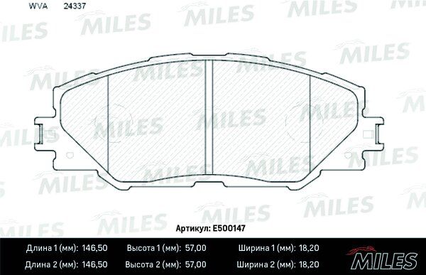 Колодки тормозные toyota RAV 4 05> передние Ceramic - Miles E500147