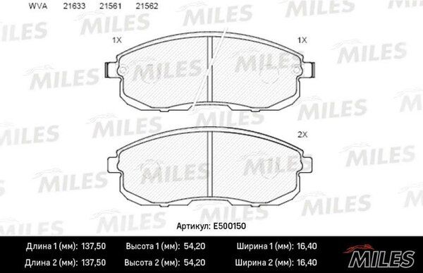 Колодки тормозные nissan juke/maxima/teana/tiida/suzuki SX4 перед. с инд.износа Ceramic - Miles E500150