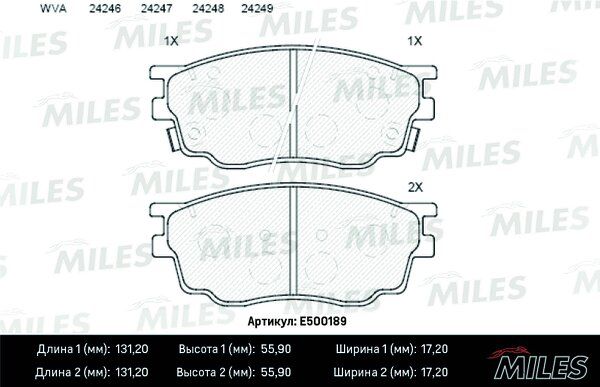 Колодки тормозные mazda 6 1.8 02- передние Ceramic - Miles E500189