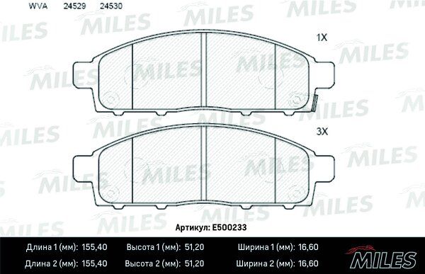 Колодки тормозные mitsubishi pajero sport/montero sport 08>/l200 05> передние Ceramic - Miles E500233
