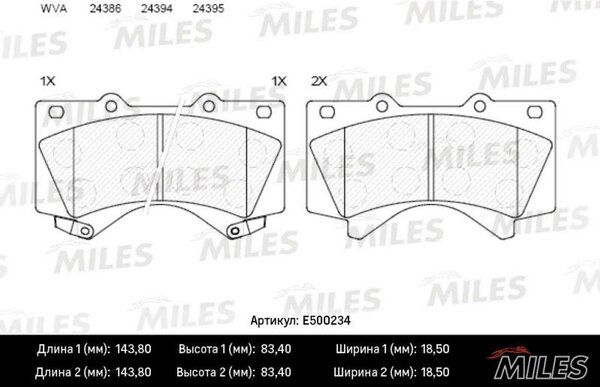 Колодки тормозные toyota land cruiser j200 4.5d/4.7 07-/lexus lx570 08- передние Ceramic - Miles E500234