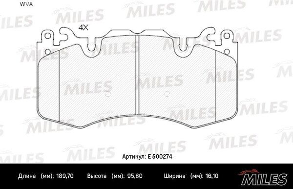 Колодки тормозные передние, land rover discovery/range rover/sport 3.0/5.0 09- (iso 9001) Ceramic - Miles E500274