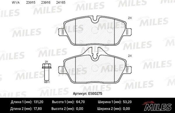 Колодки тормозные BMW e81/e87/mini cooper 04- передние Ceramic - Miles E500275