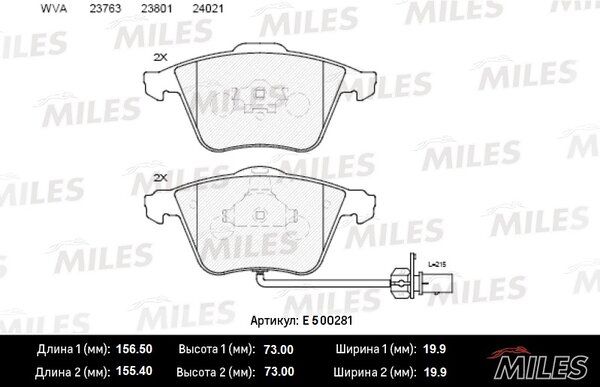 Колодки тормозные передние + датчик abs, audi a6/allroad 04> (iso 9001) Ceramic - Miles E500281
