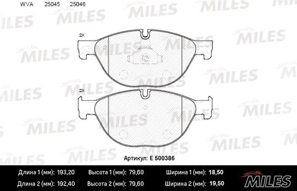 Колодки тормозные передние, BMW 5 f10/f11 3.0-4.4 10-/7 f01-04 3.0-4.4 08- (iso 9001) Ceramic - Miles E500386