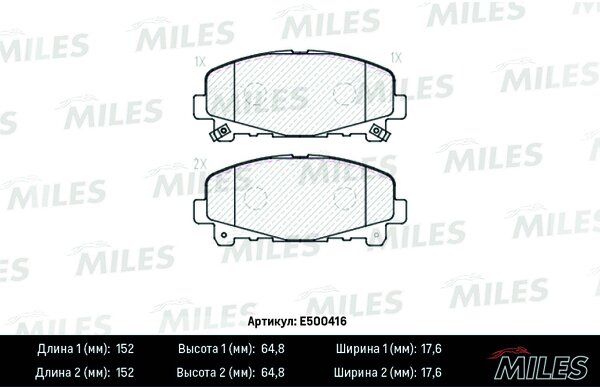 Колодки тормозные honda accord 2.0/2.4 акпп 08- передние Ceramic - Miles E500416