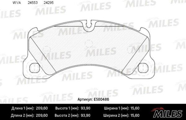 Колодки тормозные porsche cayenne 07-08/vw touareg (1lt/1lu) 03-10 передние Ceramic - Miles E500486