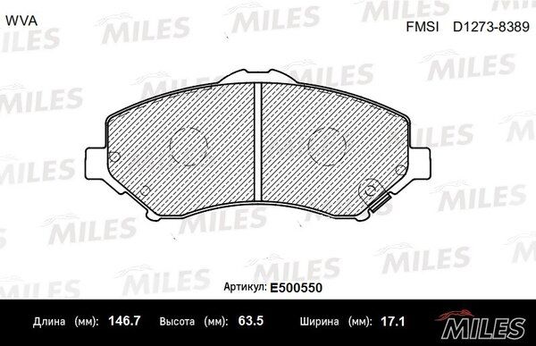 Колодки тормозные chrysler voyager/jeep cherokee/wrangler 07- передние Ceramic - Miles E500550