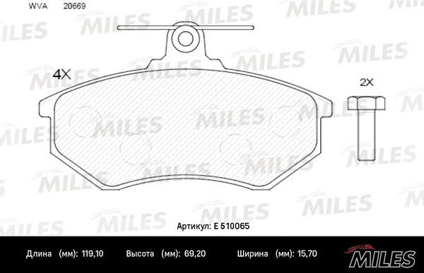 Колодки тормозные передние audi 80/vw golf iii/passat/vento/chery amulet/tiggo (iso 9001) Ceramic - Miles E510065