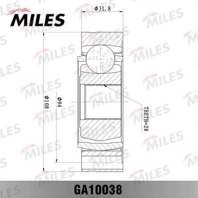 Шрус VW T5 1.9td-2.0 03- внутр. - Miles GA10038