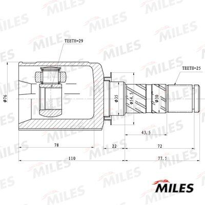 Шрус subaru forester iii/impreza ii/legacy iv/outback/tribeca 1.5-3.6 00- внутр. - Miles GA10067