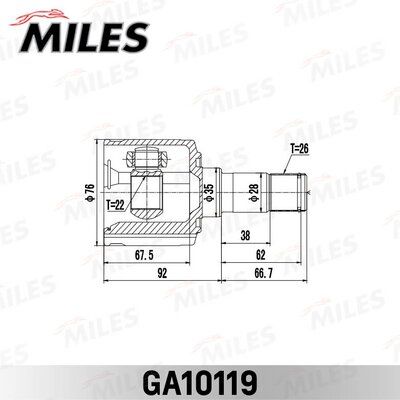 Шрус KIA shuma 97-01, shuma II 01-04, внутр. - Miles GA10119