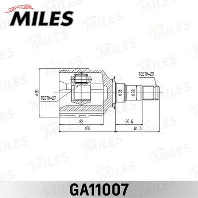 Шрус Toyota Camry mcv20/sxv20 1996-2001 внутр. Лев. - Miles GA11007