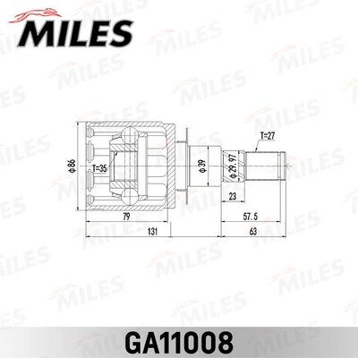 Шрус nissan navara/pathfinder 2005- передний внутр/лев. - Miles GA11008