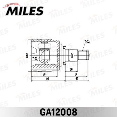 Шрус toyota carina ff ct215 st215 4wd 1996-2001 внутр правый Miles GA12008 4904₽