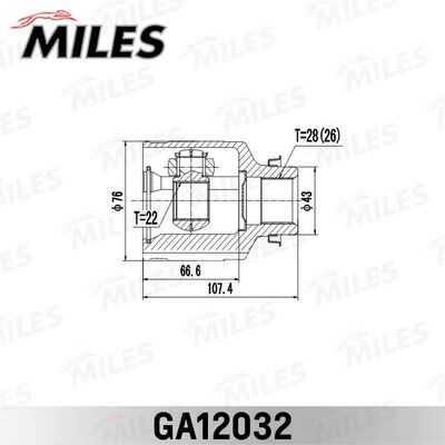 Шрус KIA shuma,ii/sephia,ii/mentor,ii/spectra 97-04 внут.прав. - Miles GA12032
